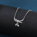 wholesale 925 Sterling Silver Zircon Bow Necklace With Tulip Charms - Elegant Feminine Jewelry-0-4